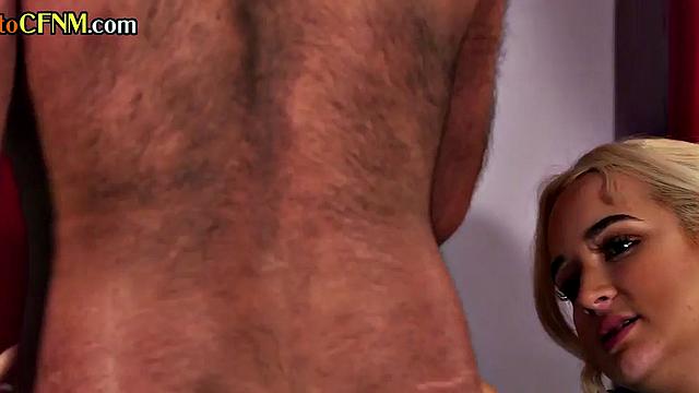 CFNM college and cheerleader babes jerk cock in group