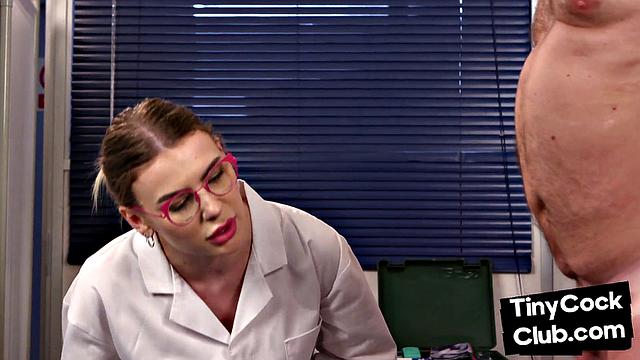 Micropenis loser gets handjob from babe