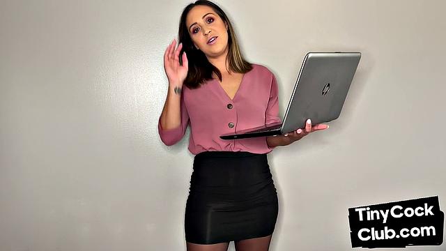 Cruel femdom CFNM makes fun of small cock and rates them