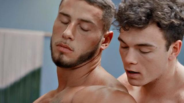 Muscled jock fucked by BF after short massage