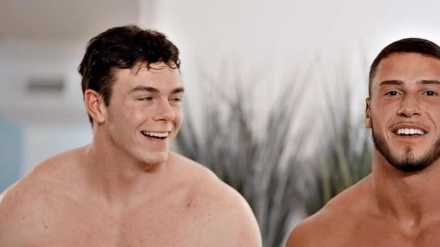 Muscled jock fucked by BF after short massage