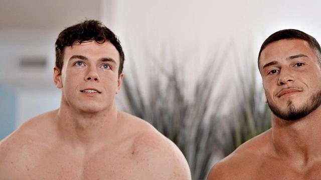 Muscled jock fucked by BF after short massage