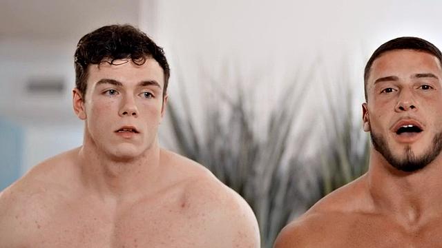 Muscled jock fucked by BF after short massage