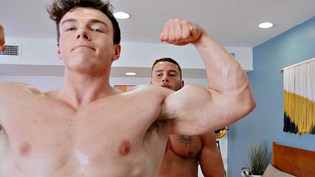 Muscled jock fucked by BF after short massage