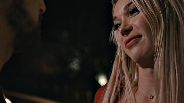 Busty trans MILF in lingerie bangs BFs asshole