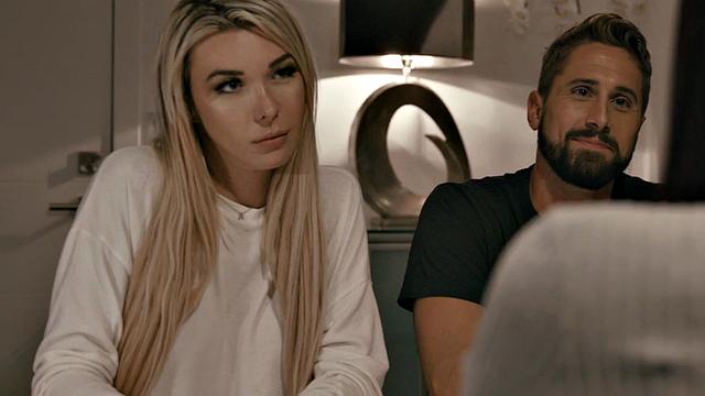 Busty trans MILF in lingerie bangs BFs asshole