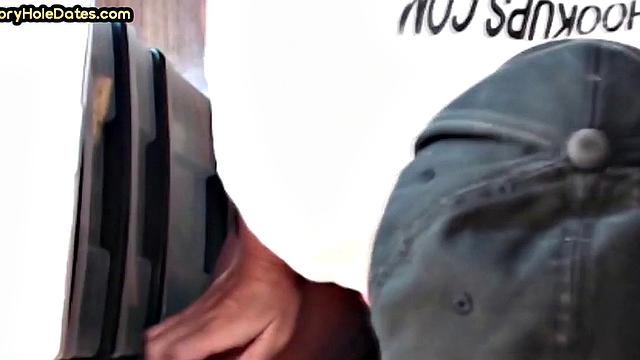 Mature gaydaddy sucks cock in gloryhole closeup