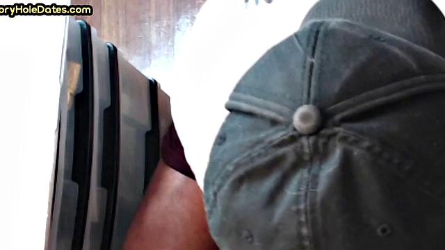 Mature gaydaddy sucks cock in gloryhole closeup