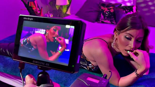 Strapon queer in underwear fucks 21yo petite in BTS 3way