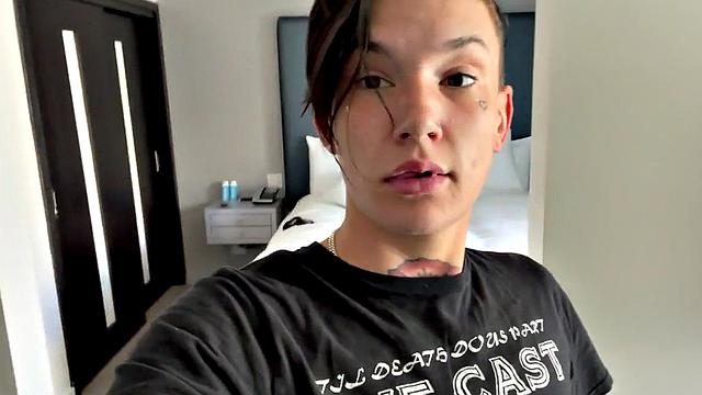 Strapon queer in underwear fucks 21yo petite in BTS 3way