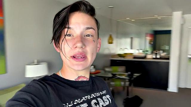 Strapon queer in underwear fucks 21yo petite in BTS 3way