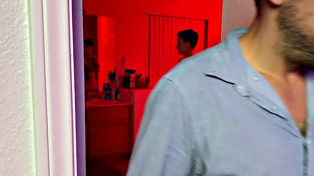 Strapon queer in underwear fucks 21yo petite in BTS 3way