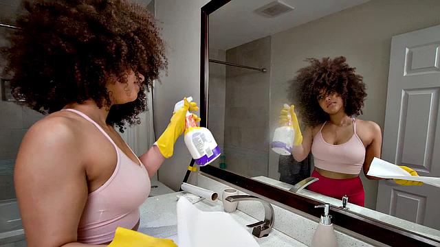 Big ass maid IR POV doggystyled by boss after cleaning