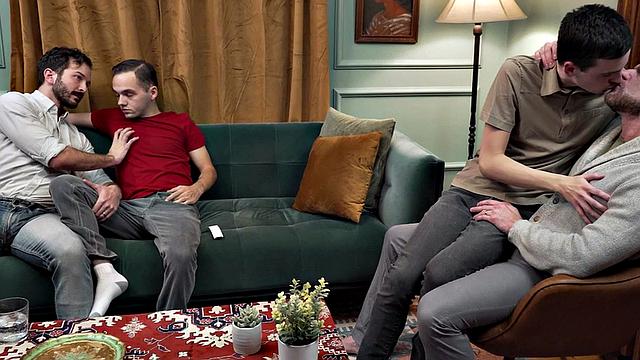 Taboo twinks barebacked in stepdaddy orgy by DILFS
