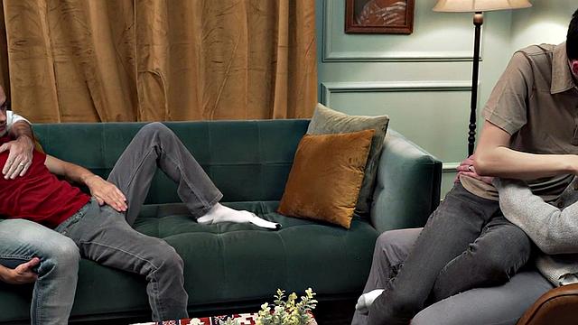 Taboo twinks barebacked in stepdaddy orgy by DILFS