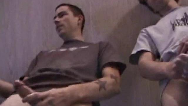 In this hot dual jerk off scene, Dan and Jayden get naked and start beating off over a glass table. The camera is positioned underneath the glass, capturing all the stroking action, and cum that shoots from their cocks.