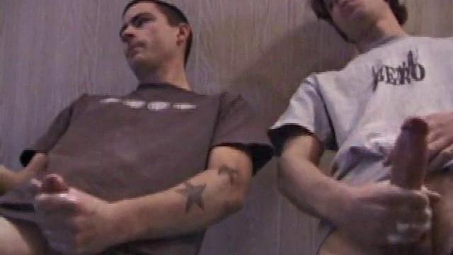 In this hot dual jerk off scene, Dan and Jayden get naked and start beating off over a glass table. The camera is positioned underneath the glass, capturing all the stroking action, and cum that shoots from their cocks.