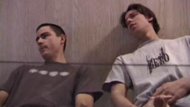 In this hot dual jerk off scene, Dan and Jayden get naked and start beating off over a glass table. The camera is positioned underneath the glass, capturing all the stroking action, and cum that shoots from their cocks.