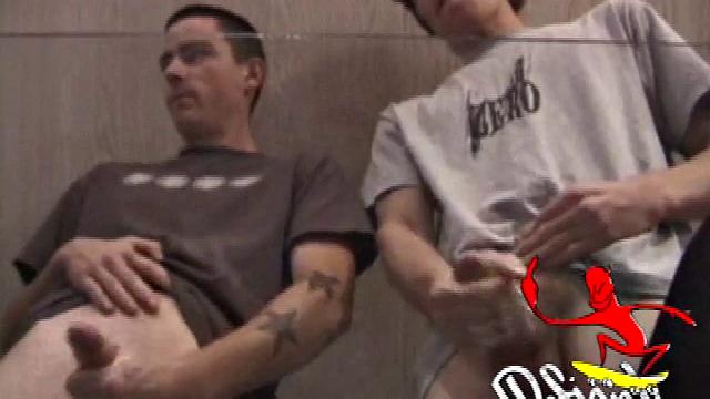 In this hot dual jerk off scene, Dan and Jayden get naked and start beating off over a glass table. The camera is positioned underneath the glass, capturing all the stroking action, and cum that shoots from their cocks.