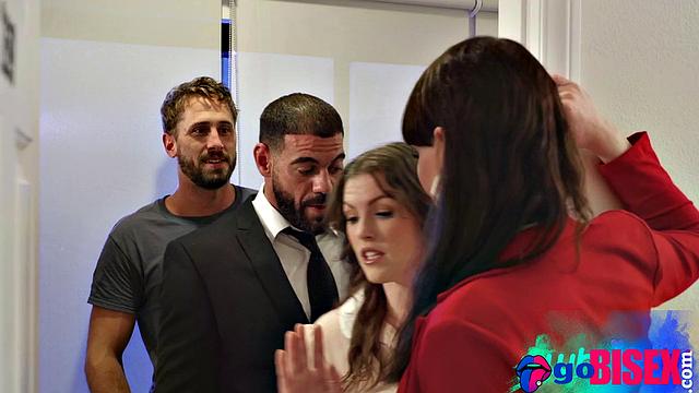 Horny trans babe in bisex 4some