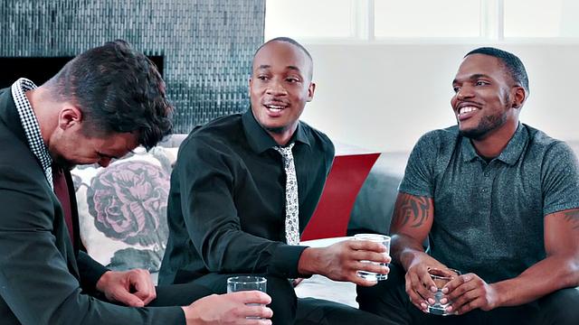 IR 3some for white tattooed hunk by his BBC friends