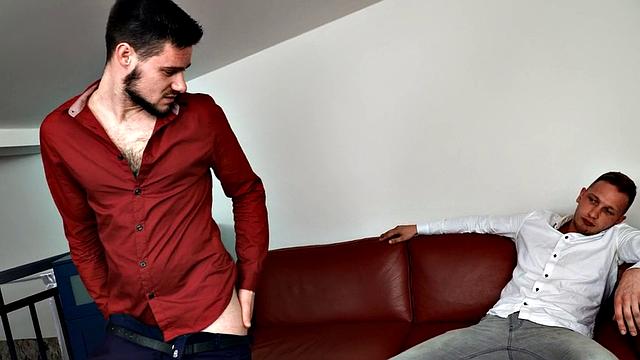 Hairy gay stud drilling friend missionary anally