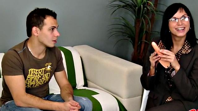 Strict strapon dominas spitroasting subject in threesome