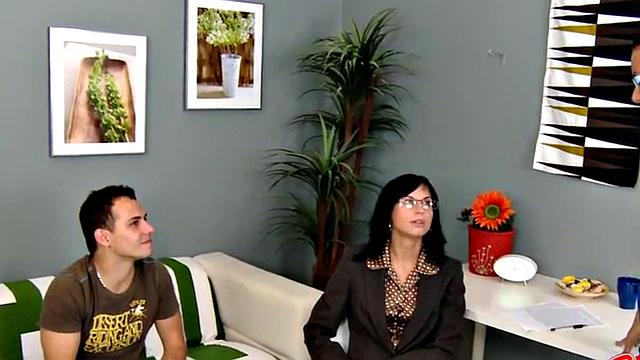 Strict strapon dominas spitroasting subject in threesome