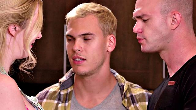 Bisexuals seduce big-titted nympho before fucking her pussy