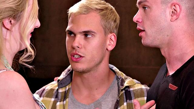 Bisexuals seduce big-titted nympho before fucking her pussy