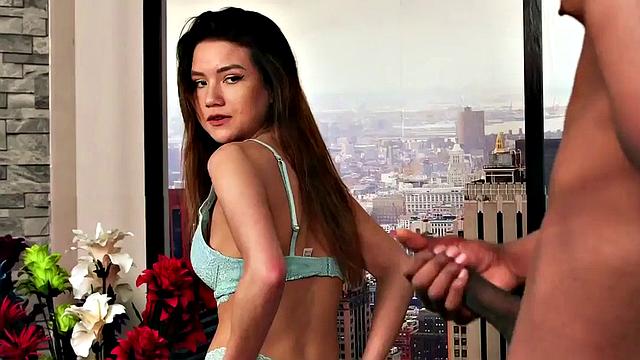 British CFNM voyeur teases black man who jerks cock