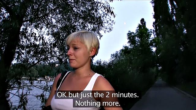 Short Blonde Flashes Tits And Fucks Dicks For Cash