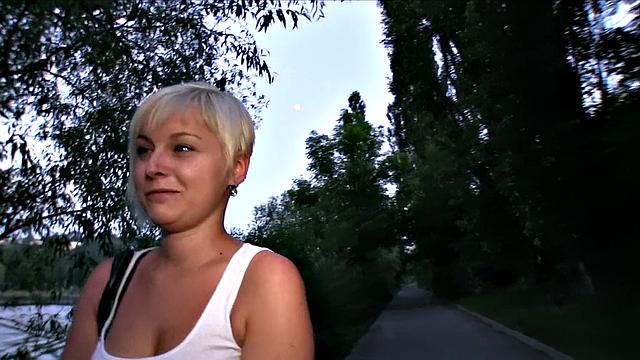 Short Blonde Flashes Tits And Fucks Dicks For Cash