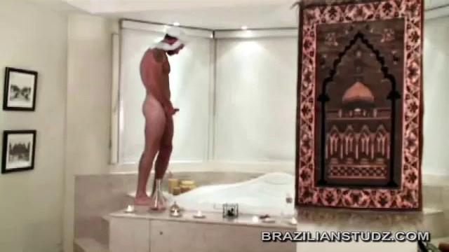 Brazilian Studz are transformed into Arabian Knights for this fantasy scene. We find Falan Kadin and Samir Miyhar on the couch. These slim studs quickly go to town showing off their natural gifts.