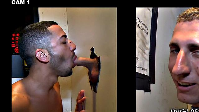 прямой парень не устоял перед членом за стенкой