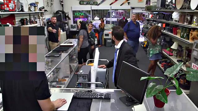 Voyeur voyeur watches as owner of Hairychests pawn gets his ass drilled in the store