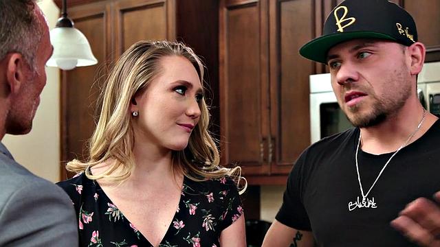 Oiled bigass babe rides neighbors cock after her BF left