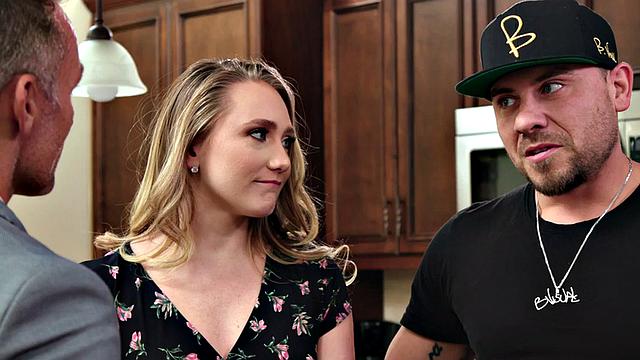 Oiled bigass babe rides neighbors cock after her BF left