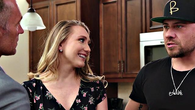 Oiled bigass babe rides neighbors cock after her BF left