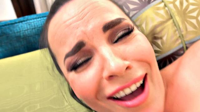 Interracial curvy MILF gets face fucked by BBC