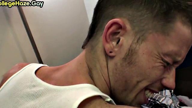 Real straight stud fucked in college dorm for frat