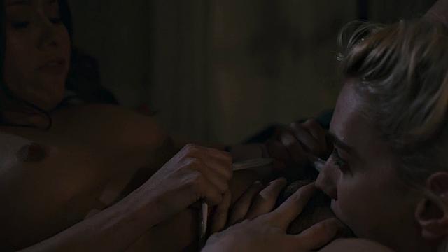 Kinky beauties finger before strapon fucking