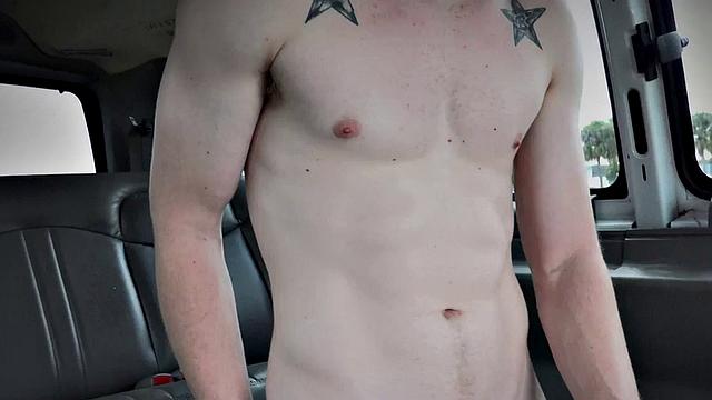 White stud fucks black ass in public outdoor van