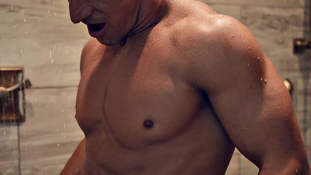 Bathroom bottom barebacked in 3some by BF and friend