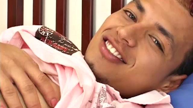 Latin boy Ever is on the bed stripping down for a hot jerk off session. Naked and stroking, he fingers his ass, before sliding anal beads in for extra stimulation.