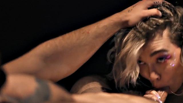 Divine TS in fishnet pantyhose rimmed and fucked by BF