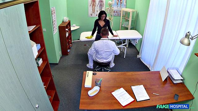 Dirty doctor and cleaning lady get down and dirty in the hospital