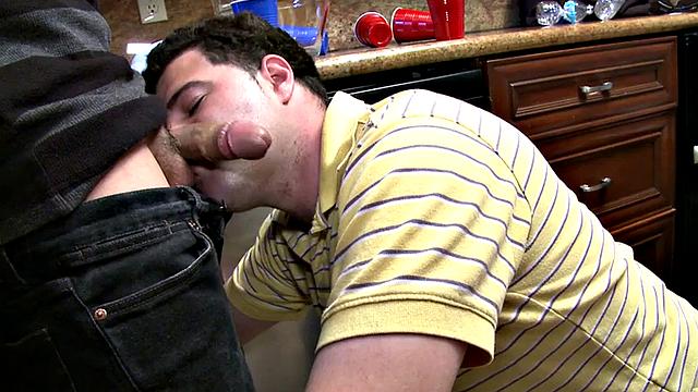 Hazed college stud fucked and jizzed for frat in dorm