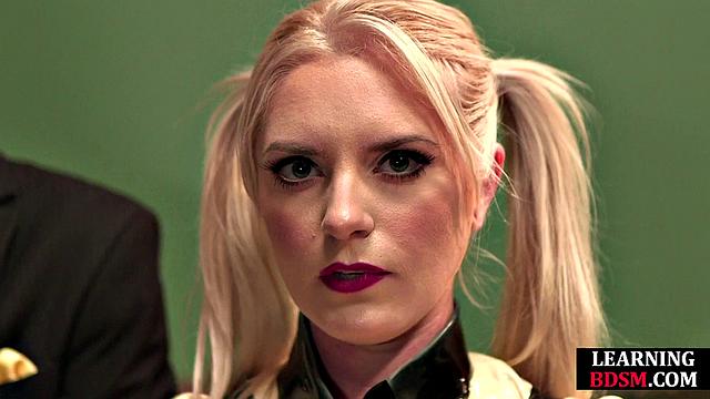 Cute lingerie babe dildofucked by the master