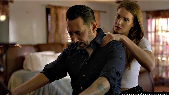 Stepdaughter massages stepdad to get fucked